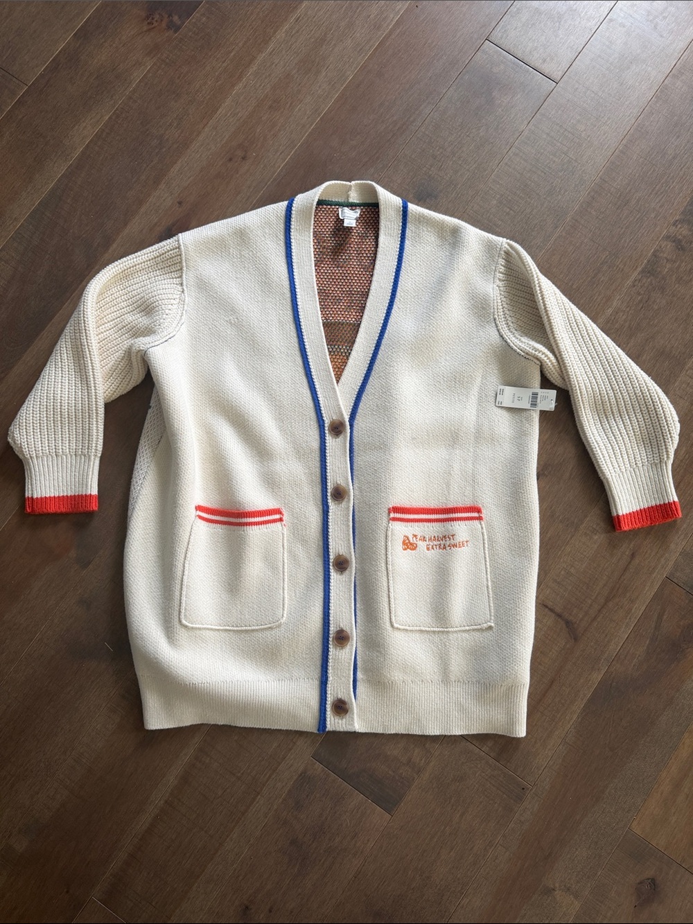 NWT Maeve Cotton Blend Veggie Motif Cardigan Sweater - Citrus - SP - Picture 7 of 12